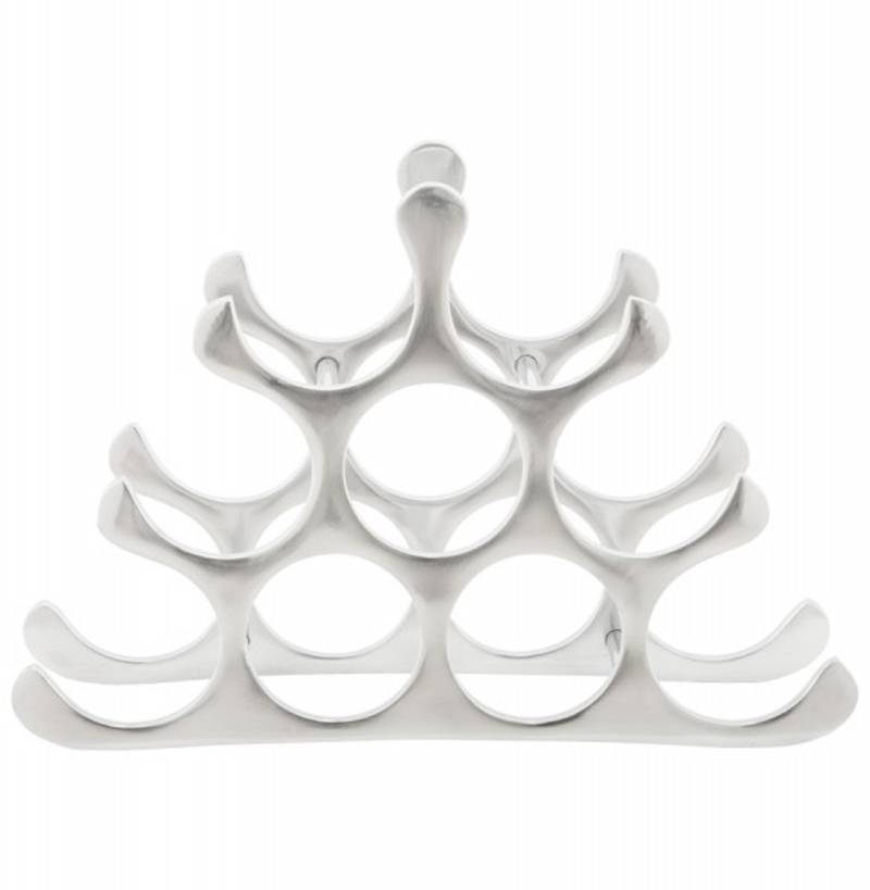 Casa Padrino Designer Weinregal fÃ¼r 9 Flaschen aus poliertem Aluminium HÃ¶he: 30 cm, Breite: 44 cm, Tiefe: 13 cm - Flaschenhalter, Flaschenablage von Casa Padrino