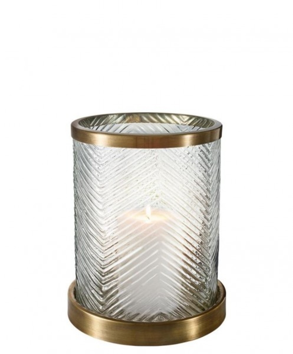 Casa Padrino Designer Windlicht / Kerzenleuchter Messing Finish 23 x H. 27 cm - Luxus Qualität Casa Padrino Designer Windlicht / Kerzenleuchter Messing Finish 23 x H. 27 cm - Luxus Qualität von Casa Padrino