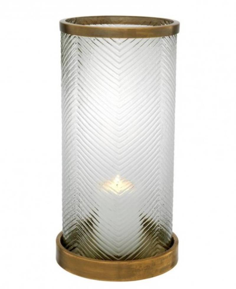 Casa Padrino Designer Windlicht / Kerzenleuchter Messing Finish 23 x H. 42 cm - Luxus Qualität Casa Padrino Designer Windlicht / Kerzenleuchter Messing Finish 23 x H. 42 cm - Luxus Qualität von Casa Padrino