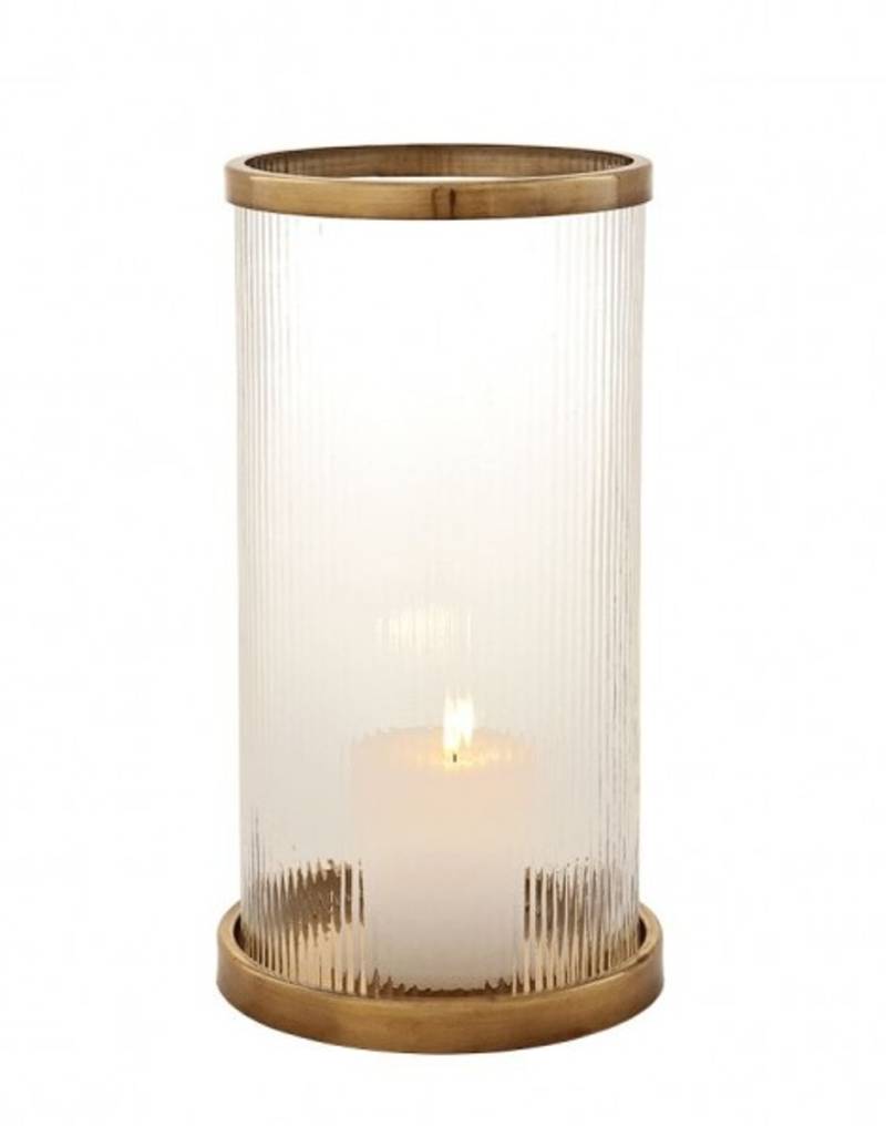 Casa Padrino Designer Windlicht / Kerzenleuchter Messing Finish 23 x H. 42 cm - Luxus Windlicht Casa Padrino Designer Windlicht / Kerzenleuchter Messing Finish 23 x H. 42 cm - Luxus Windlicht von Casa Padrino
