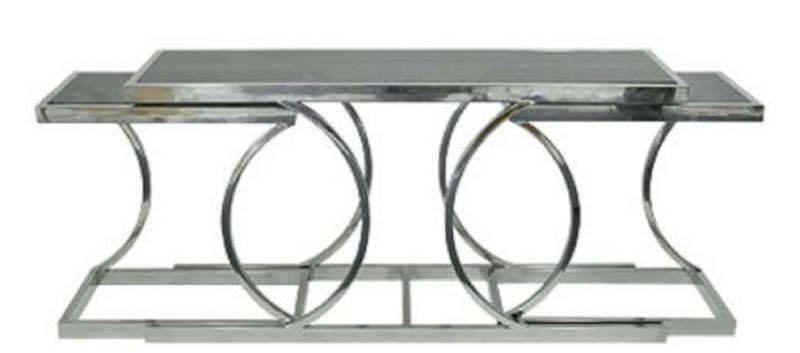 Casa Padrino Designer Wohnzimmer Konsolentisch mit Glasplatten Silber 150 x 43 x H. 75 cm - Luxus MÃ¶bel von Casa Padrino