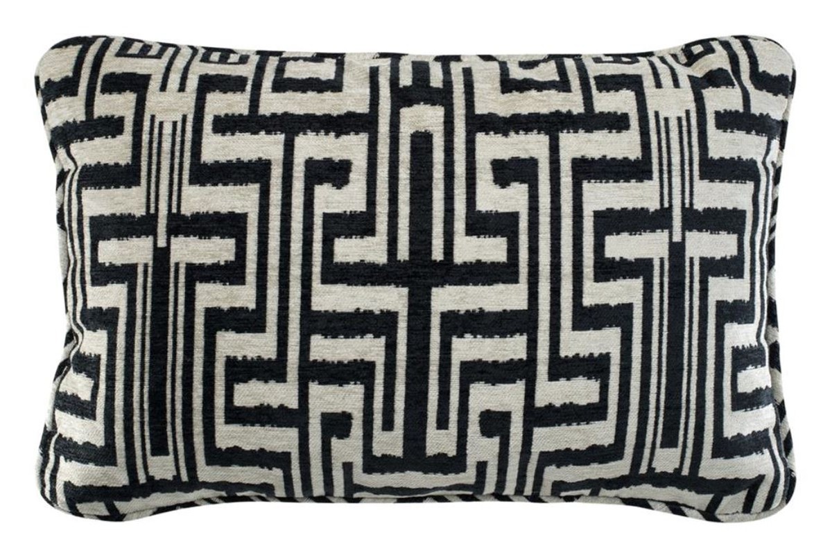 Casa Padrino Designer Zierkissen Schwarz / Beige 60 x H. 40 cm - Luxus Kollektion von Casa Padrino