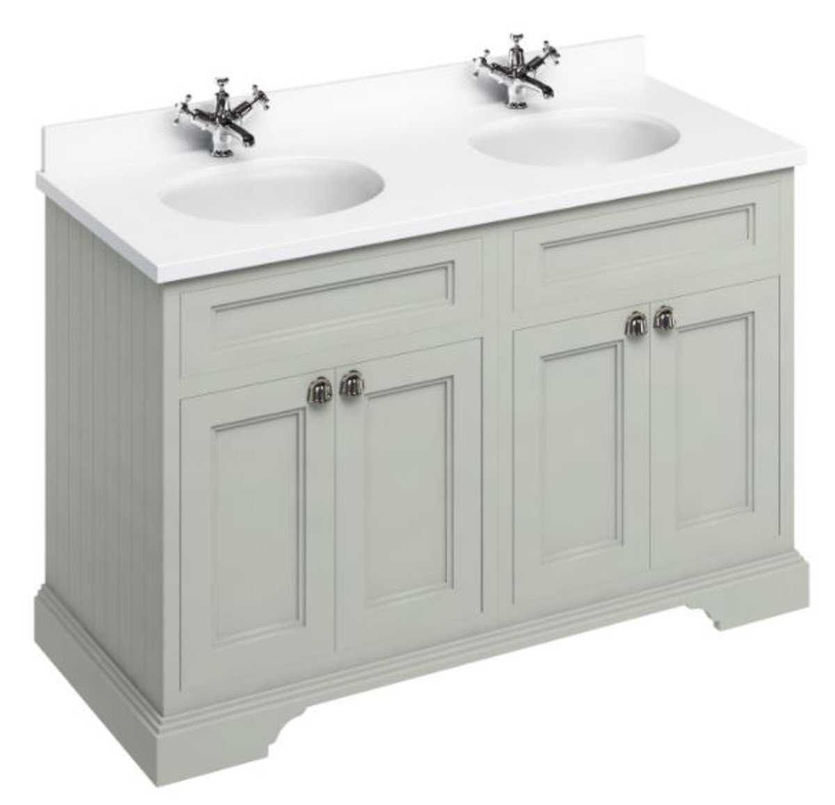 Casa Padrino Doppelwaschtisch Doppel Waschschrank / Waschtisch mit Marmorplatte und 4 Türen 130 x 55 x H. 93 cm von Casa Padrino
