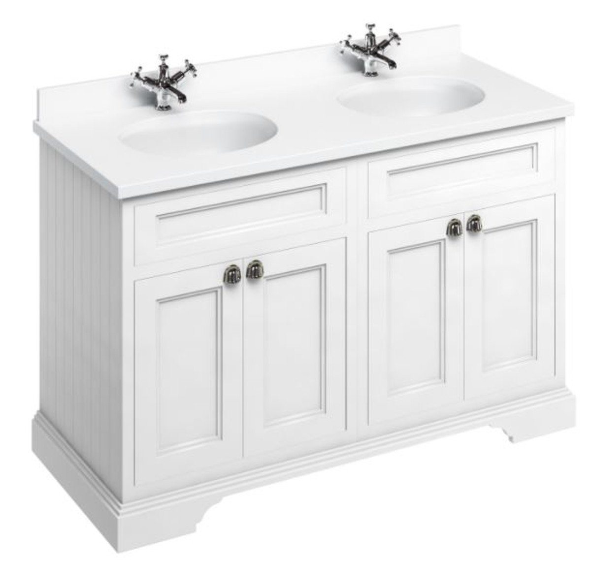 Casa Padrino Doppelwaschtisch Doppel Waschschrank / Waschtisch mit Marmorplatte und 4 Türen 130 x 55 x H. 93 cm von Casa Padrino