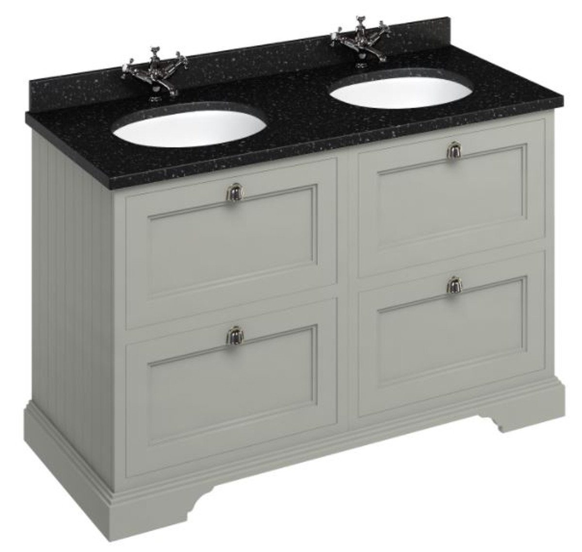 Casa Padrino Doppelwaschtisch Doppel Waschschrank mit Granitplatte und 4 Schubladen 130 x 55 x H. 93 cm von Casa Padrino