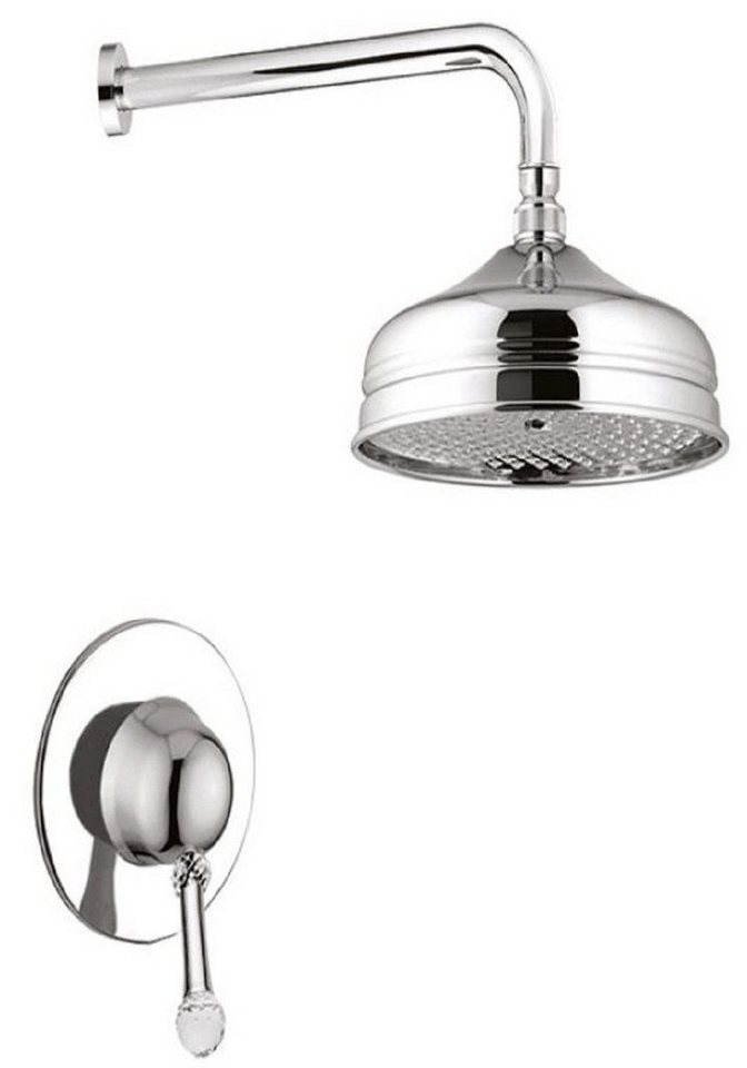Casa Padrino Duscharmatur Luxus Duscharmaturen Set mit Swarovski Kristallglas Silber - Brauseset - Einhelbelmischer mit Kopfbrause - Badezimmer Duschgarnitur von Casa Padrino