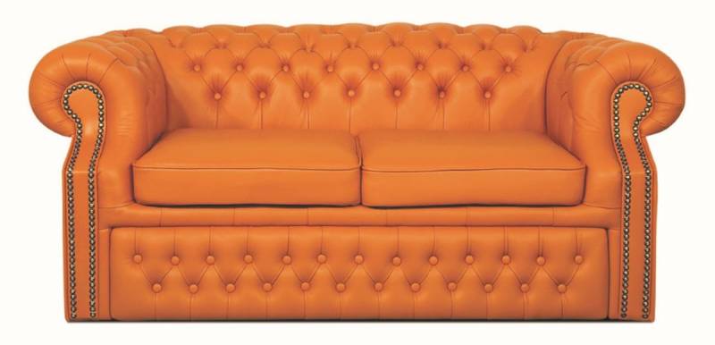 Casa Padrino Echtleder 2er Sofa Orange 180 x 100 x H. 78 cm - Luxus Chesterfield Schlafsofa Casa Padrino Echtleder 2er Sofa Orange 180 x 100 x H. 78 cm - Luxus Chesterfield Schlafsofa von Casa Padrino