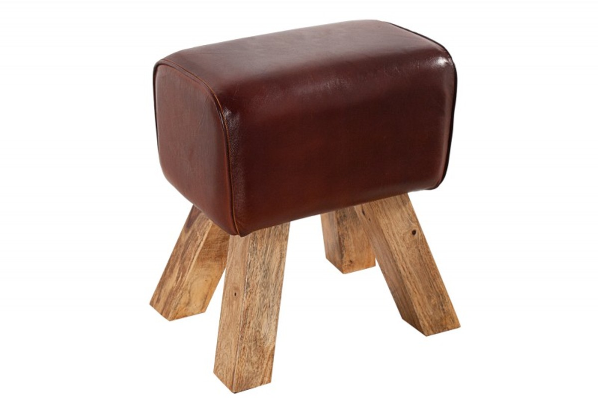 Casa Padrino Echtleder Hocker Braun 40 x 30 x H. 45 cm - Designer Sitzhocker - Unikat Casa Padrino Echtleder Hocker Braun 40 x 30 x H. 45 cm - Designer Sitzhocker - Unikat von Casa Padrino