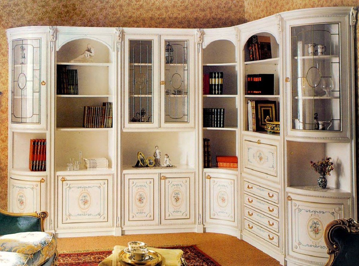 Casa Padrino Eckschrank Luxus Barock Eckschrank Weiß / Mehrfarbig / Gold - Barock Massivholz Wohnzimmer Schrank - Barock Wohnzimmer Möbel - Erstklassische Qualität - Made in Italy von Casa Padrino