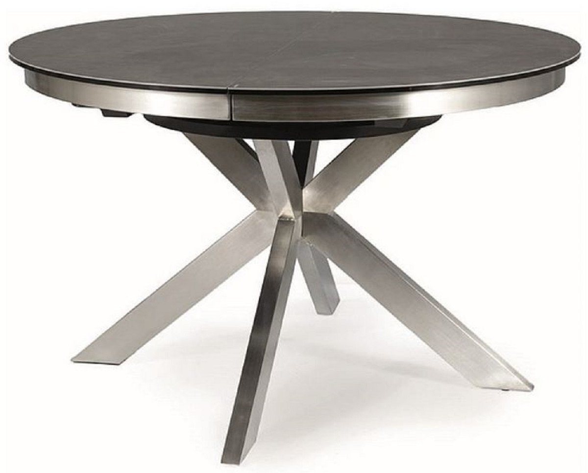 Casa Padrino Esstisch Casa Padrino Designer Esstisch Grau / Silber 120-160 x 120 x H. 76 cm - Ausziehbarer Esszimmertisch mit Glaskeramik Tischplatte und Edelstahl Beinen - Küchen Möbel - Designer Esszimmer Möbel Casa Padrino Esstisch Casa Padrino Designer Esstisch Grau / Silber 120-160 x 120 x H. 76 cm - Ausziehbarer Esszimmertisch mit Glaskeramik Tischplatte und Edelstahl Beinen - Küchen Möbel - Designer Esszimmer Möbel von Casa Padrino