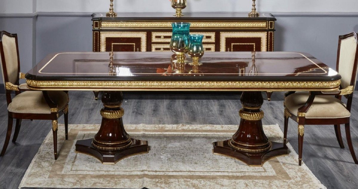 Casa Padrino Esstisch Casa Padrino Luxus Barock Esstisch Dunkelbraun / Gold - Handgefertigter Massivholz Esszimmertisch - Luxus Esszimmer Möbel im Barockstil - Barock Möbel - Barock Einrichtung Casa Padrino Esstisch Casa Padrino Luxus Barock Esstisch Dunkelbraun / Gold - Handgefertigter Massivholz Esszimmertisch - Luxus Esszimmer Möbel im Barockstil - Barock Möbel - Barock Einrichtung von Casa Padrino