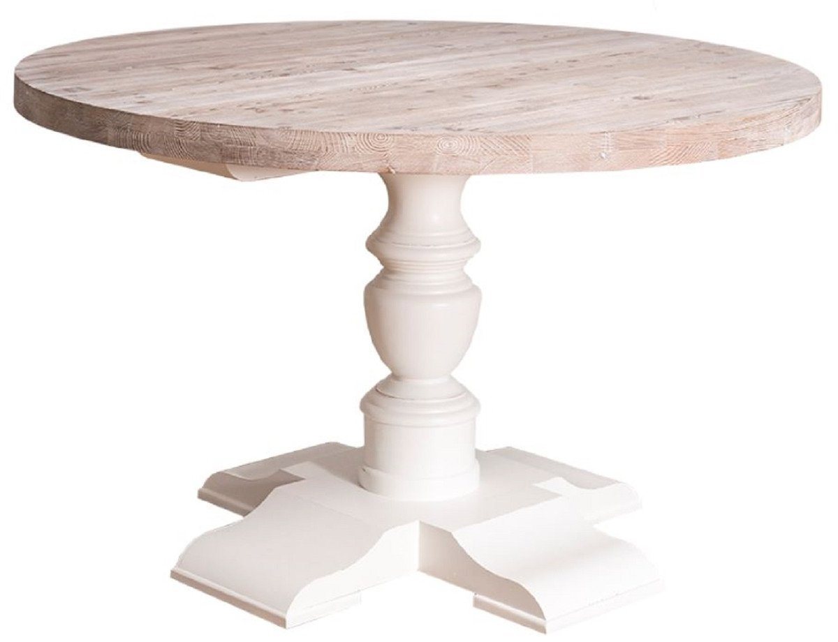 Casa Padrino Esstisch Landhausstil Esstisch Weiß / Naturfarben Ø 130 x H. 78 cm - Runder Massivholz Küchentisch Casa Padrino Esstisch Landhausstil Esstisch Weiß / Naturfarben Ø 130 x H. 78 cm - Runder Massivholz Küchentisch von Casa Padrino