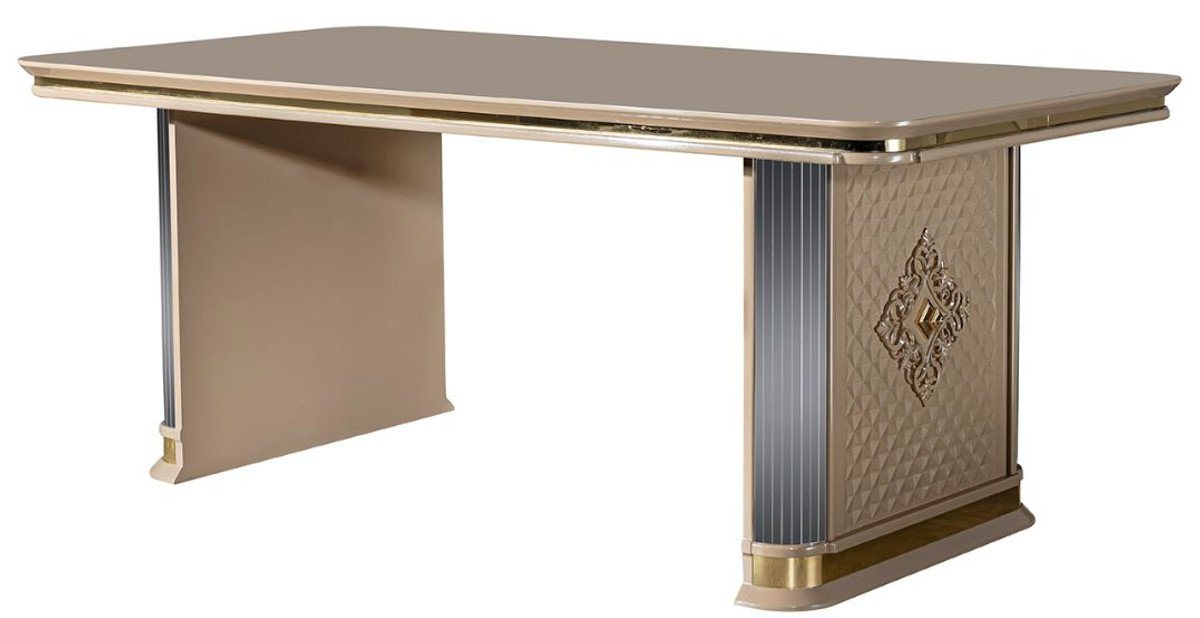 Casa Padrino Esstisch Luxus Art Deco Esstisch Beige / Gold - Edler Massivholz Küchentisch - Art Deco Esszimmer Möbel von Casa Padrino
