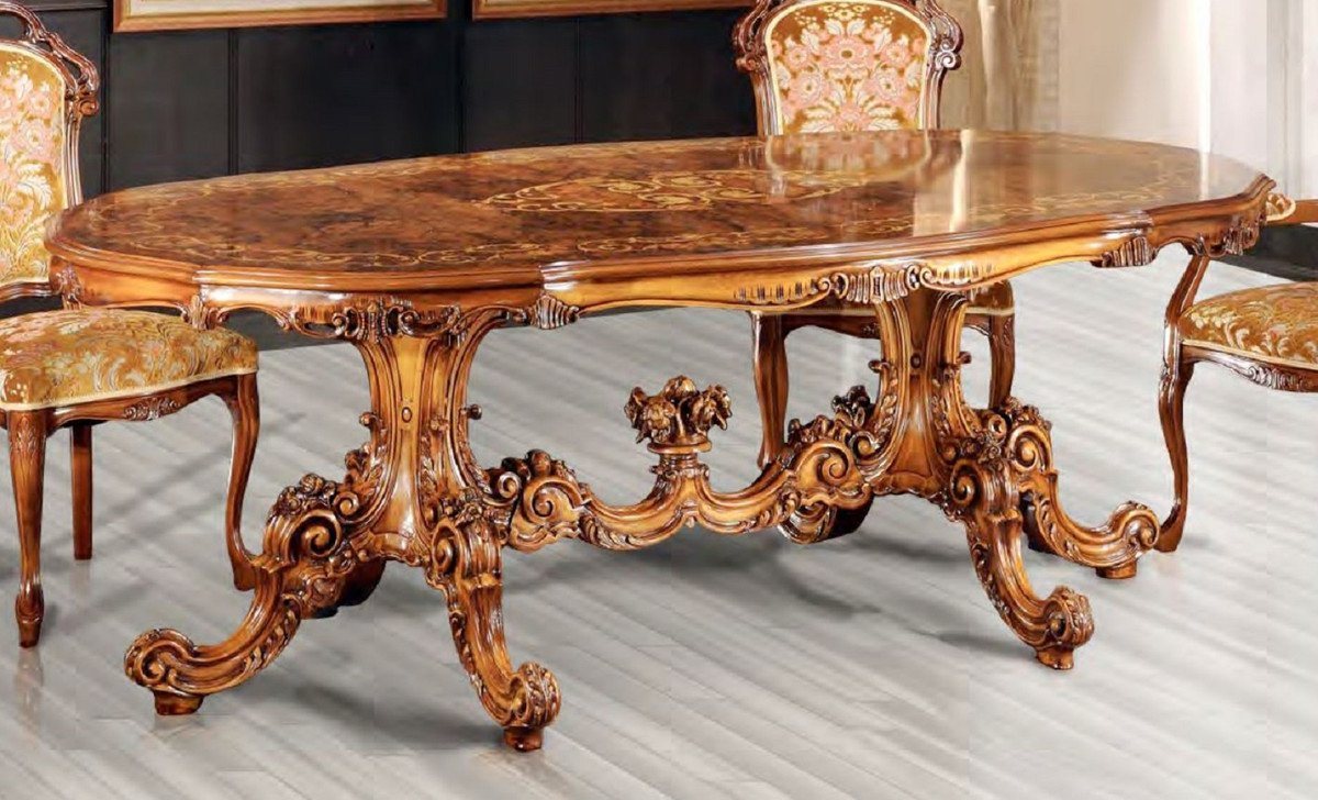 Casa Padrino Esstisch Luxus Barock Esstisch Braun - Ovaler Massivholz Esszimmertisch im Barockstil - Prunkvolle Barock Esszimmer Möbel - Erstklassische Qualität - Made in Italy von Casa Padrino