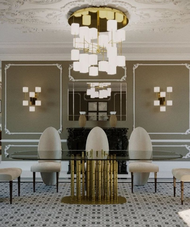 Casa Padrino Esstisch Luxus Designer Esstisch Bambus Gold 200 x 110 x H. 78 cm - Handgefertigter Esszimmertisch mit ovaler Glasplatte - Esszimmer Möbel - Hotel Möbel - Luxus Qualität Casa Padrino Esstisch Luxus Designer Esstisch Bambus Gold 200 x 110 x H. 78 cm - Handgefertigter Esszimmertisch mit ovaler Glasplatte - Esszimmer Möbel - Hotel Möbel - Luxus Qualität von Casa Padrino