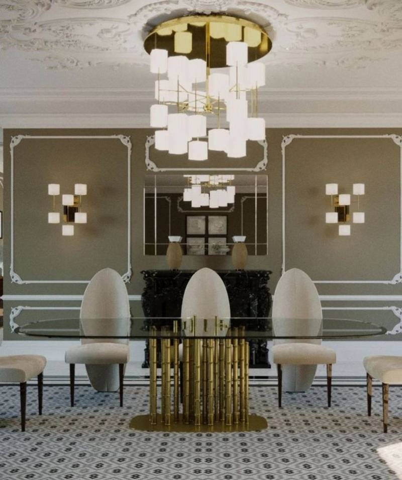 Casa Padrino Esstisch Luxus Designer Esstisch Bambus Gold 200 x 110 x H. 78 cm - Handgefertigter Esszimmertisch mit ovaler Glasplatte - Esszimmer Möbel - Hotel Möbel - Luxus Qualität von Casa Padrino
