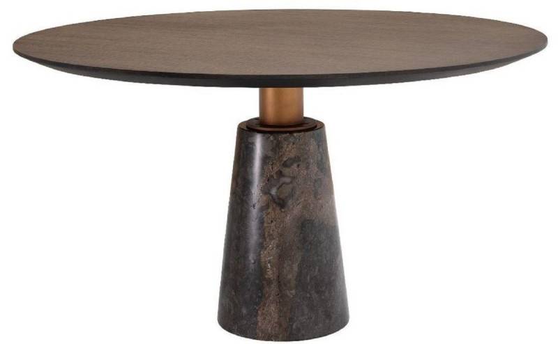 Casa Padrino Esstisch Luxus Esstisch Grau Ø 132 x H. 76 cm - Runder Marmor Küchentisch - Luxus Esszimmer Möbel von Casa Padrino