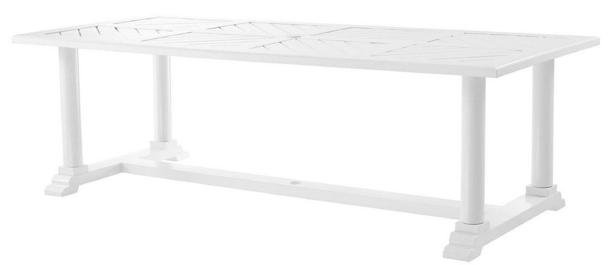 Casa Padrino Esstisch Luxus Esstisch Weiß 240 x 103 x H. 75 cm - Rechteckiger Küchentisch aus hochwertigen strapazierbarem Aluminium - Gartentisch von Casa Padrino