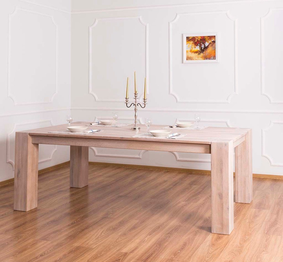 Casa Padrino Esstisch Massivholz Esstisch Naturfarben 220 x 90 x H. 78 cm - Luxus Qualität von Casa Padrino