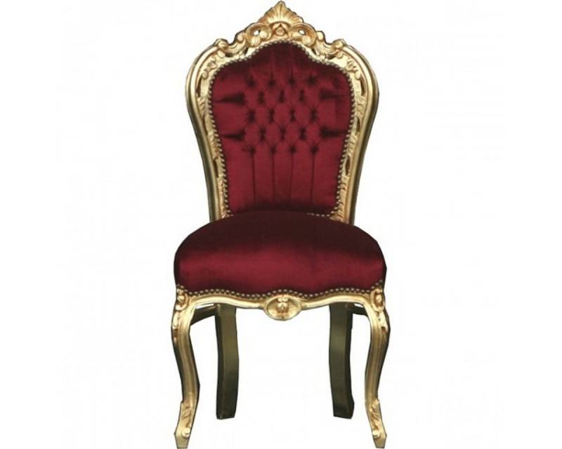 Casa Padrino Esszimmerstuhl Barock Esszimmer Stuhl Bordeaux / Gold - Möbel von Casa Padrino