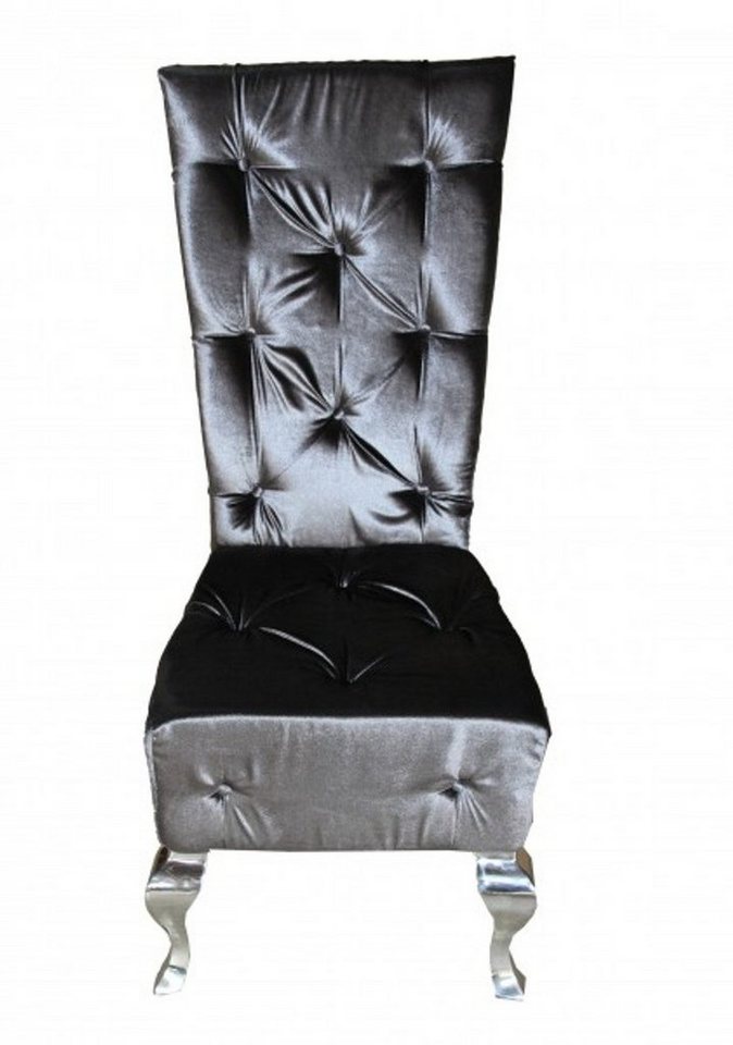 Casa Padrino Esszimmerstuhl Barock Esszimmer Stuhl Grau / Silber - Designer Stuhl - Luxus Qualität - Hochlehner Hochlehnstuhl von Casa Padrino