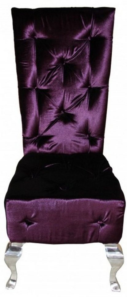 Casa Padrino Esszimmerstuhl Barock Esszimmer Stuhl Lila / Silber - Designer Stuhl - Luxus Qualität Hochlehner Hochlehnstuhl von Casa Padrino