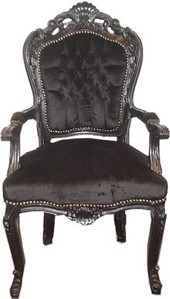 Casa Padrino Esszimmerstuhl Barock Esszimmer Stuhl Schwarz / Schwarz mit Armlehnen von Casa Padrino
