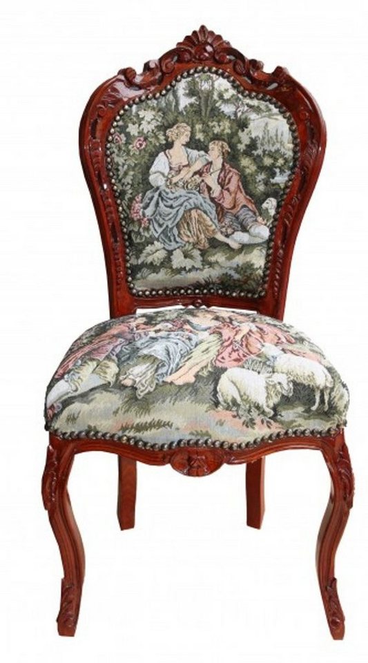 Casa Padrino Esszimmerstuhl »Barock Esszimmer Stuhl ohne Armlehne Gobelin "Love Story "/Braun - Antik Stil« von Casa Padrino