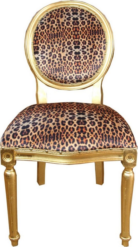 Casa Padrino Esszimmerstuhl Barock Luxus Esszimmer Stuhl Leopard / Gold Mod2 - Designer Stuhl - Hotel & Restaurant Möbel - Luxus Qualität von Casa Padrino