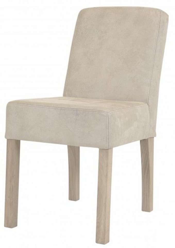 Casa Padrino Esszimmerstuhl Casa Padrino Designer Esszimmer Stuhl ModEF 35 Beige Leder - Hotelmöbel - Holz Buche von Casa Padrino