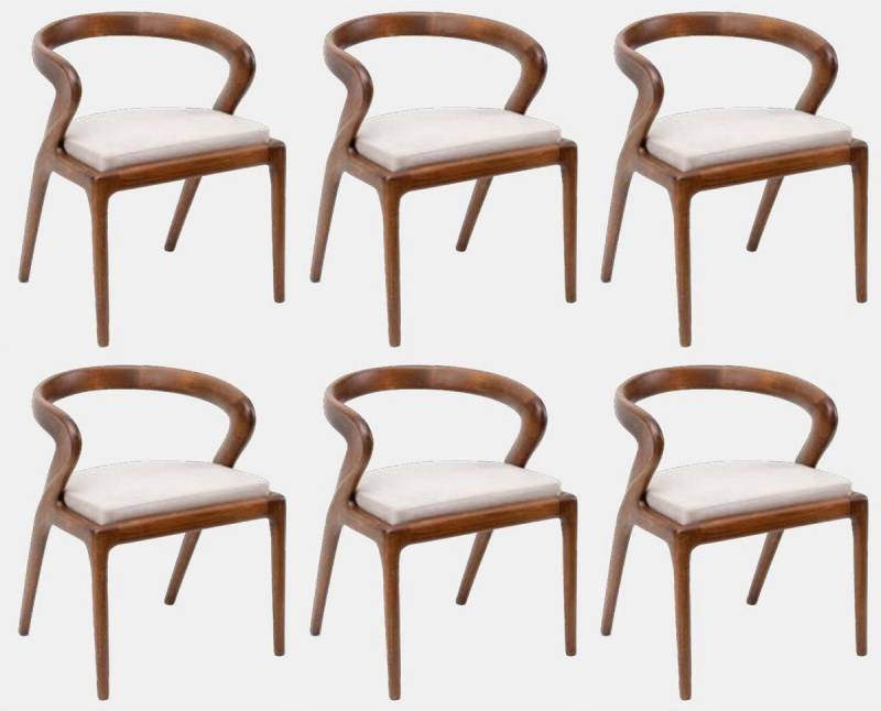 Casa Padrino Esszimmerstuhl Casa Padrino Luxus Esszimmerstuhl 6er Set Braun / Grau 57 x 67 x H. 77 cm - Luxus Massivholz Küchen Stühle - Esszimmer Möbel - Küchen Möbel - Luxus Möbel - Luxus Esszimmer Einrichtung von Casa Padrino
