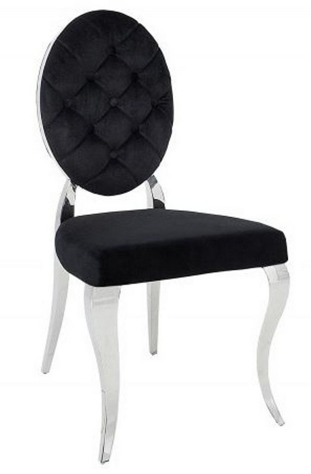 Casa Padrino Esszimmerstuhl Designer Esszimmer Stuhl Schwarz / Silber ohne Armlehne - Designer Stuhl von Casa Padrino