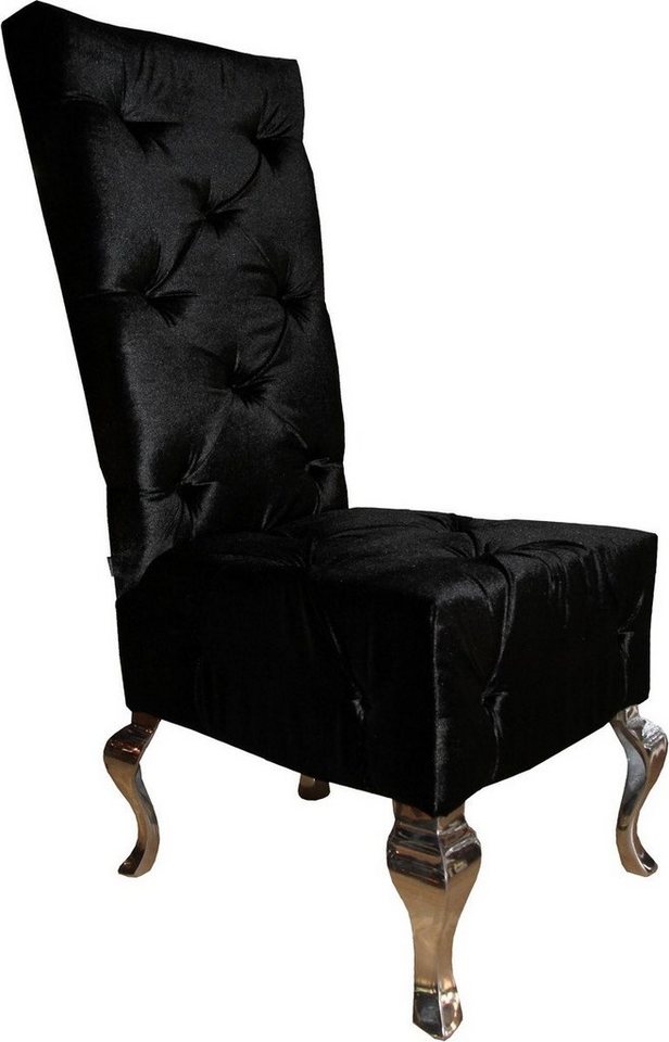 Casa Padrino Esszimmerstuhl Designer Esszimmerstuhl Schwarz / Silber - Luxus Qualität - Hochlehner Stuhl von Casa Padrino