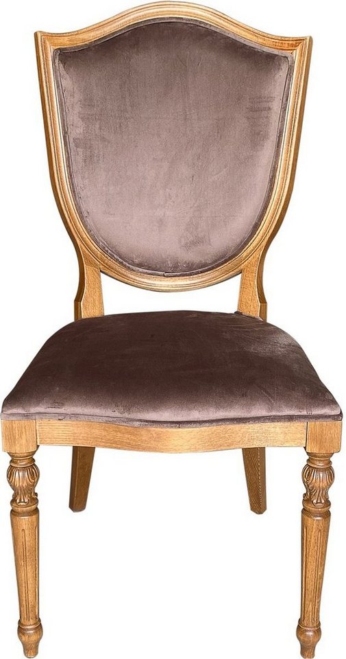 Casa Padrino Esszimmerstuhl Luxus Art Deco Esszimmer Stuhl Braun / Naturfarben - Eleganter Massivholz Stuhl mit edlem Samtstoff - Art Deco Esszimmer Möbel Barock Casa Padrino Esszimmerstuhl Luxus Art Deco Esszimmer Stuhl Braun / Naturfarben - Eleganter Massivholz Stuhl mit edlem Samtstoff - Art Deco Esszimmer Möbel Barock von Casa Padrino