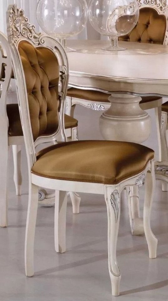 Casa Padrino Esszimmerstuhl Luxus Barock Esszimmerstuhl Set Braun / Cremefarben / Silber - Handgefertigtes Küchen Stühle 6er Set - Barock Esszimmer Möbel - Luxus Qualität - Made in Italy von Casa Padrino