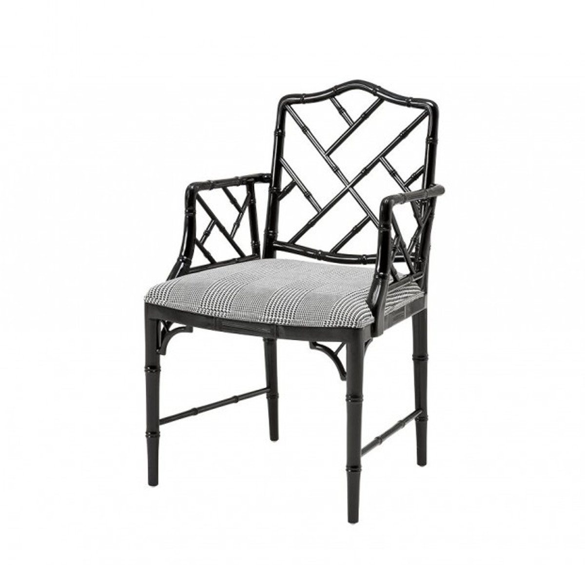 Casa Padrino Esszimmerstuhl Luxus Mahagoni Esszimmer Stuhl mit Armlehne Schwarz - Limited Edition von Casa Padrino