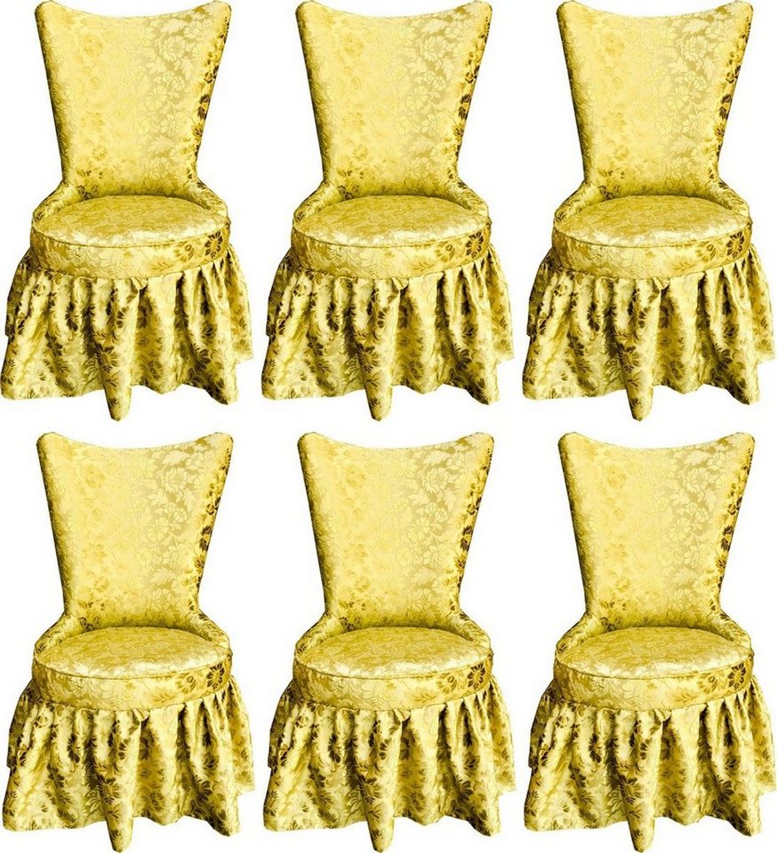Casa Padrino Esszimmerstuhl Pompöös by Luxus Barock Schloss Esszimmerstühle Gold Bouquet Muster / Gold - Pompööse Barock Stühle designed by Harald Glööckler - 6 Esszimmerstühle - Barock Möbel von Casa Padrino
