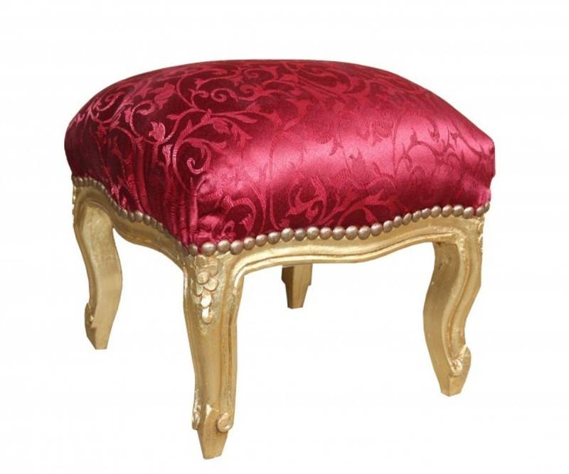 Casa Padrino Fußhocker Barock Fußhocker Bordeauxrot Muster / Gold - Antik Stil Möbel - Hocker Casa Padrino Fußhocker Barock Fußhocker Bordeauxrot Muster / Gold - Antik Stil Möbel - Hocker von Casa Padrino