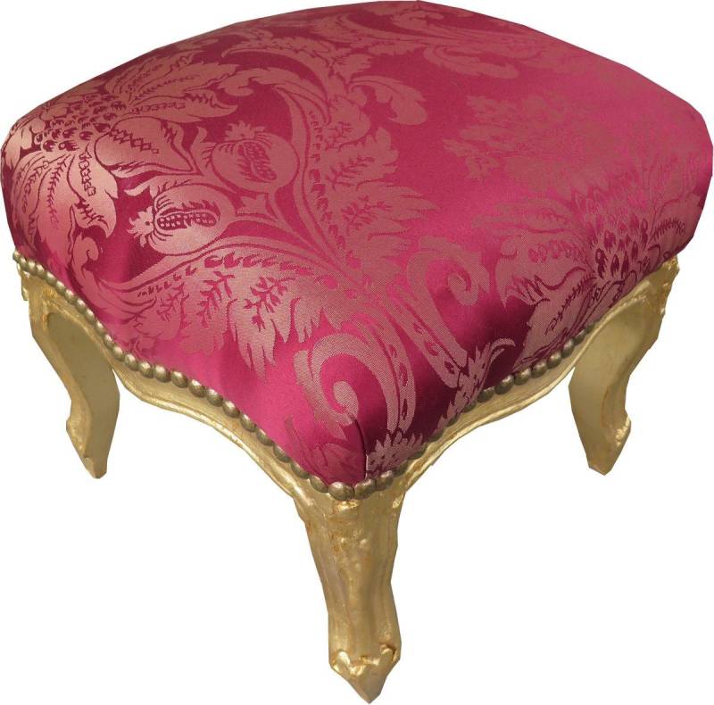 Casa Padrino Fußhocker Barock Fußhocker Bordeauxrot Muster / Gold Mod2 - Antik Stil Möbel - Hocker von Casa Padrino