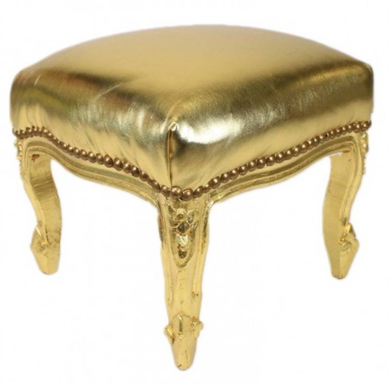 Casa Padrino Fußhocker Barock Fußhocker Gold Lederoptik / Gold - Antik Stil Möbel - Hocker Casa Padrino Fußhocker Barock Fußhocker Gold Lederoptik / Gold - Antik Stil Möbel - Hocker von Casa Padrino
