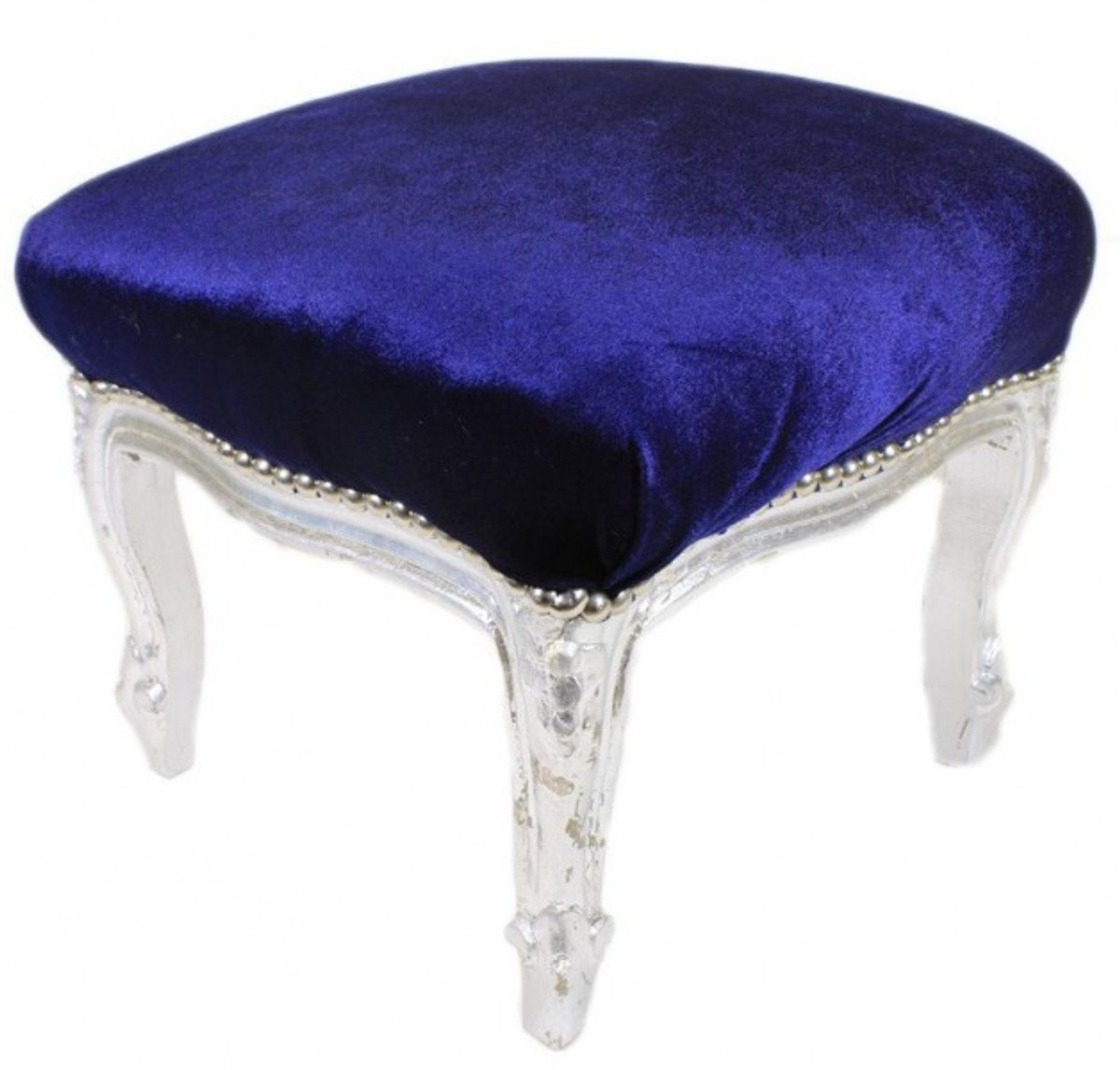 Casa Padrino Fußhocker Barock Fußhocker Royalblau / Silber - Antik Stil Möbel - Hocker von Casa Padrino