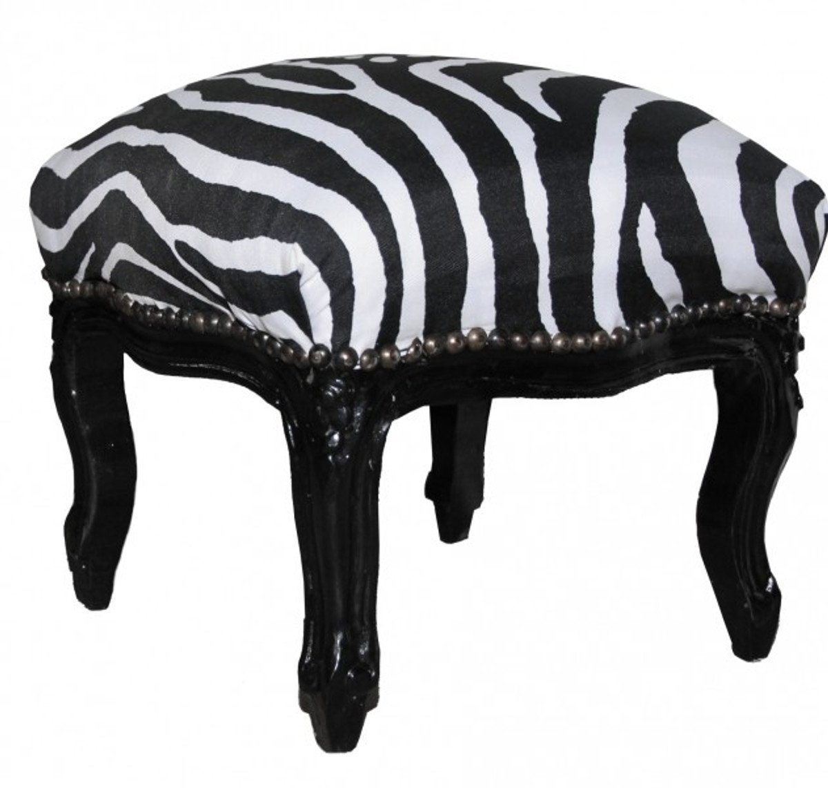 Casa Padrino Fußhocker Barock Fußhocker Zebra / Black - Antik Stil Möbel - Hocker von Casa Padrino