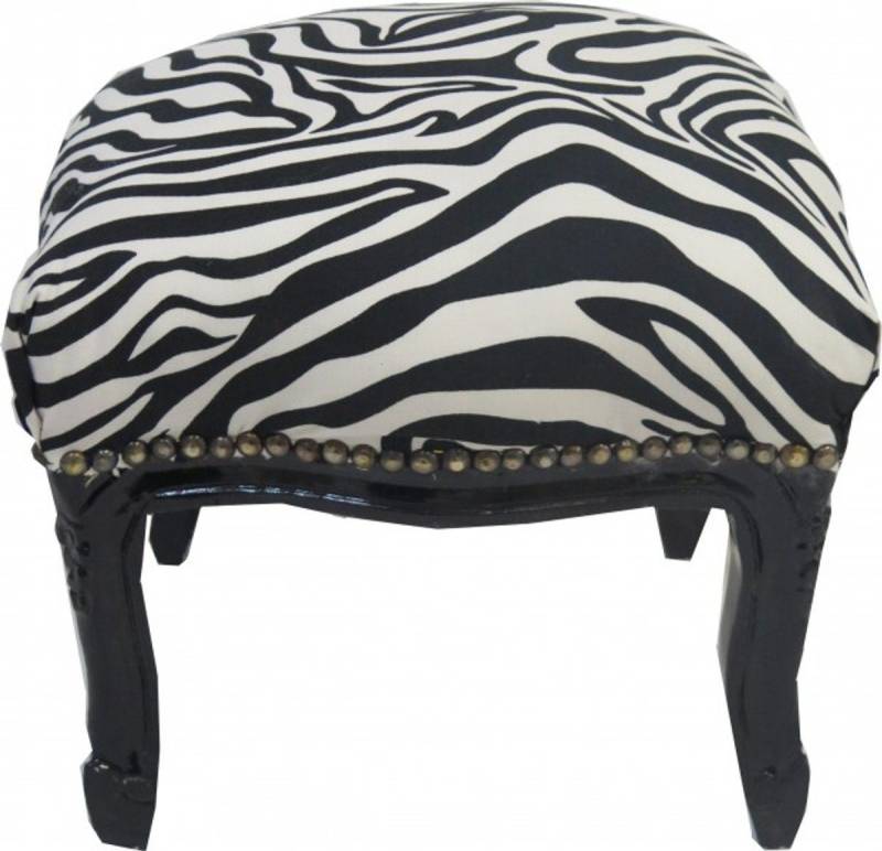 Casa Padrino Fußhocker Barock Fußhocker Zebra / Schwarz - Antik Stil Möbel - Hocker von Casa Padrino