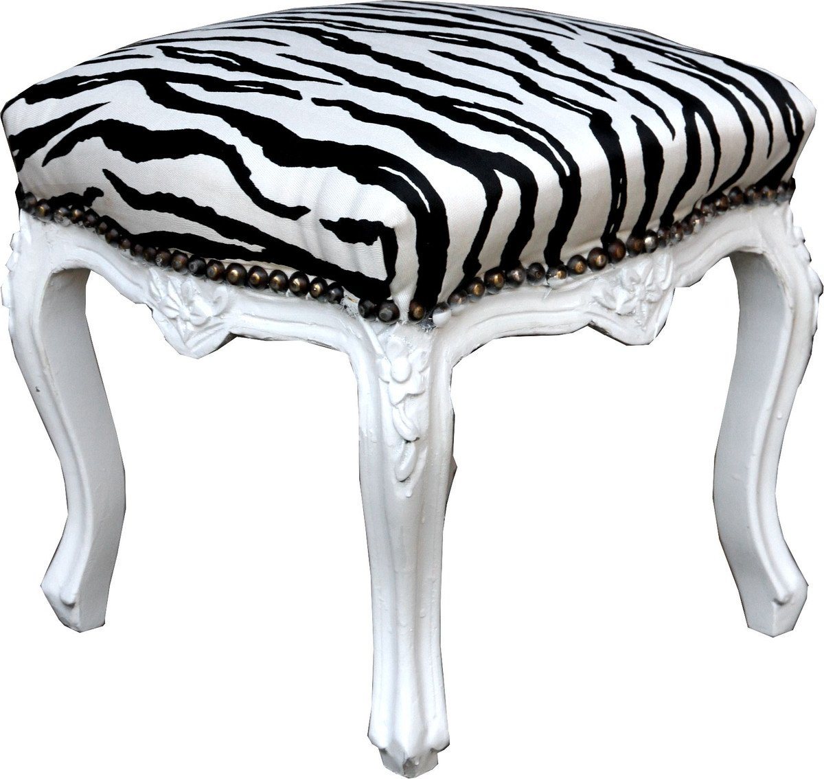 Casa Padrino Fußhocker Barock Fußhocker Zebra / Weiß - Antik Stil Möbel - Hocker von Casa Padrino