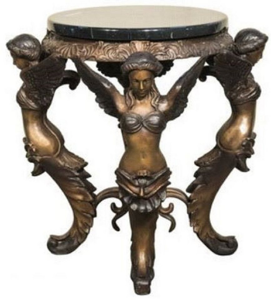 Casa Padrino Fußhocker Luxus Barock Hocker Engel Ø 51 x H. 48 cm - Runder Bronze Sitzhocker im Barockstil - Barock Möbel von Casa Padrino