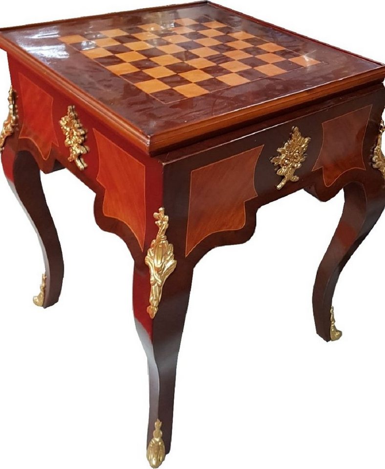 Casa Padrino Gamingtisch Art Deco Massivholz Schachtisch Braun / Dunkelbraun / Beige / Messing 60 x 60 x H. 71 cm - Handgefertigter Spieltisch - Beistelltisch - Antik Stil Barock Möbel Casa Padrino Gamingtisch Art Deco Massivholz Schachtisch Braun / Dunkelbraun / Beige / Messing 60 x 60 x H. 71 cm - Handgefertigter Spieltisch - Beistelltisch - Antik Stil Barock Möbel von Casa Padrino