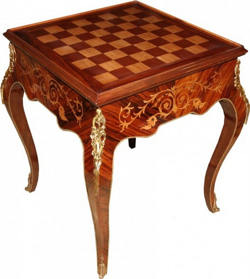 Casa Padrino Gamingtisch Art Deco Spieltisch Schach / Backgammon Tisch Mahagoni Braun Intarsien L 60 x B 60 x H 71 cm - Möbel Antik Stil Barock von Casa Padrino