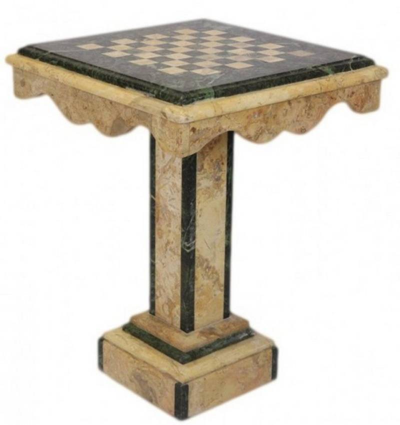 Casa Padrino Gamingtisch Luxus Barock Spieltisch Schach / Dame Tisch Marmor Creme - Grün - Möbel Antik Stil Art Deco Jugendstil Schachtisch von Casa Padrino