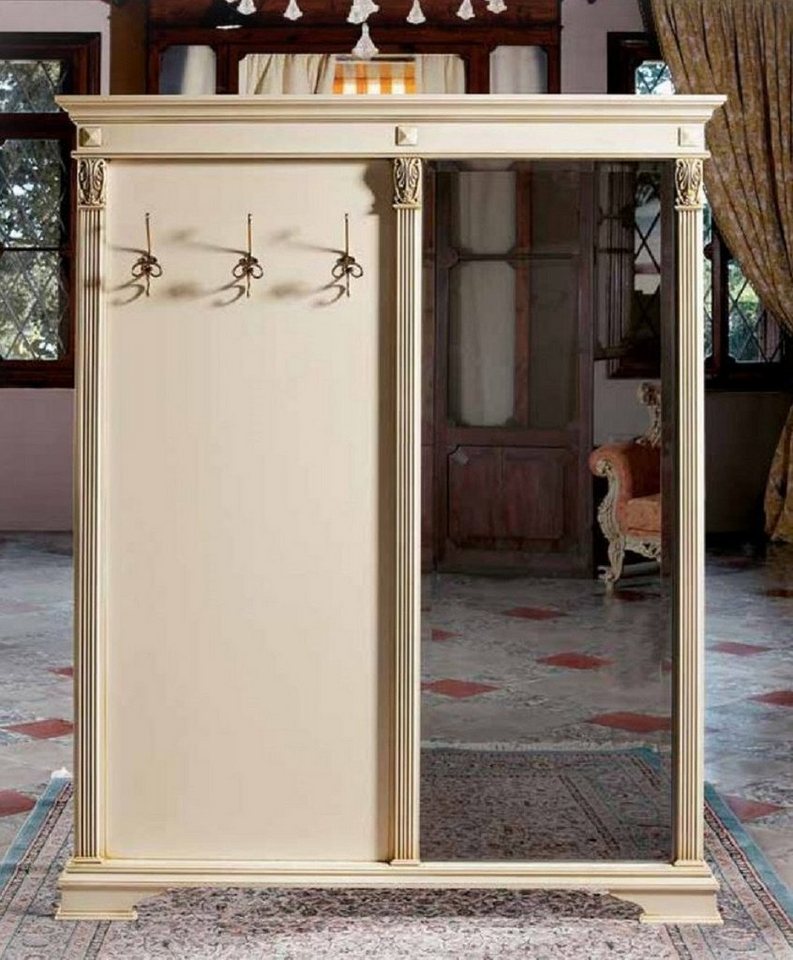 Casa Padrino Garderobenschrank Casa Padrino Luxus Barock Garderobe mit Spiegel Creme / Gold - Massivholz Garderobe im Barockstil - Luxus Garderoben Möbel im Barockstil - Barock Möbel - Luxus Qualität - Made in Italy von Casa Padrino