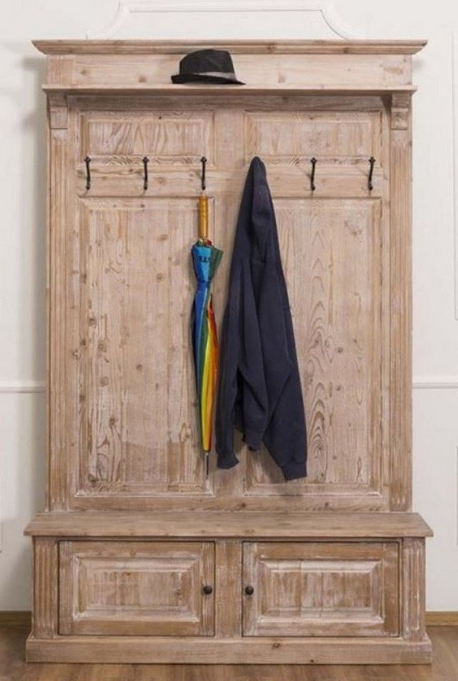 Casa Padrino Garderobenschrank Landhausstil Garderobe Naturfarben 140 x 41 x H. 210 cm - Massivholz Garderobenschrank - Landhausstil Garderoben Möbel von Casa Padrino